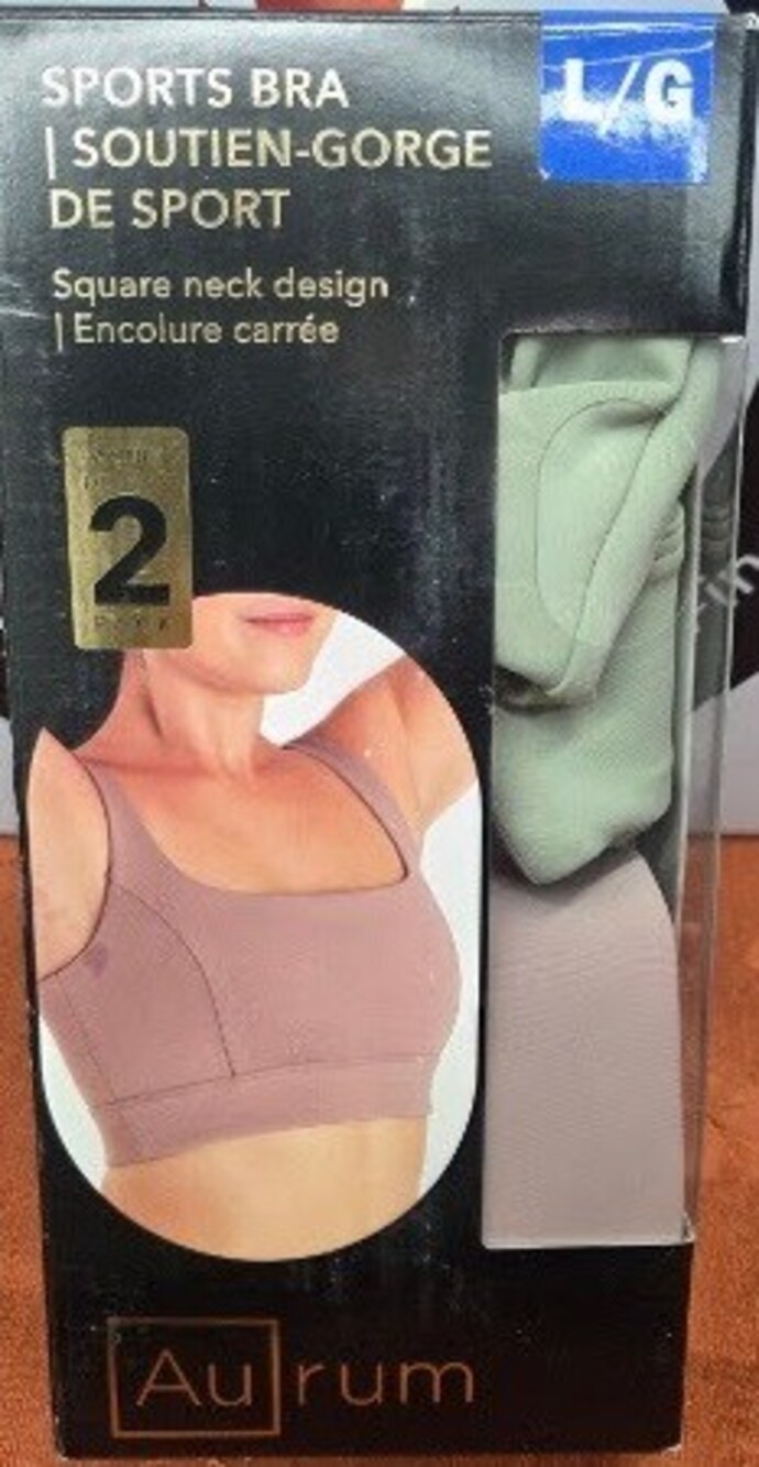 Aurum Women Square Neck Sports Bra 2-Pack Green & Pink L